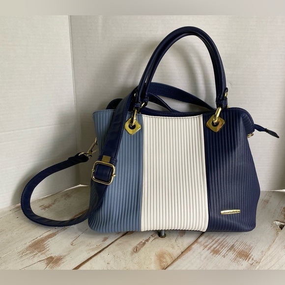 POMELO BEST Neapolitan handbag PU leather shoulder bag crossbody blue purse EUC - Picture 1 of 16